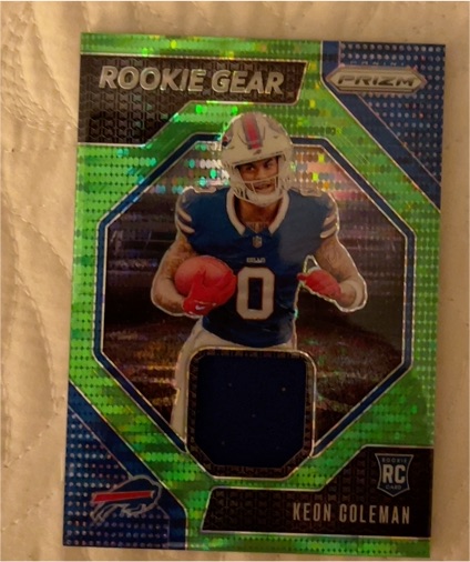 2024 Panini Prizm #RG-KCN Keon Coleman Rookie Gear Neon Green Pulsar Prizm — front