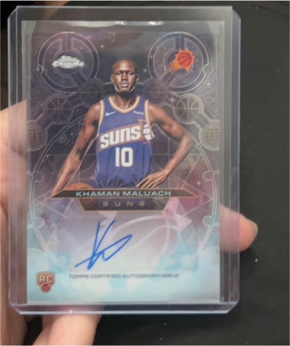 2025 Topps Chrome Khaman Maluach Rookie Auto Chromographs Style (RC) Suns — front