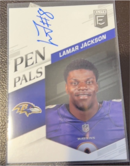 2018 Panini Donruss Elite Pen Pals #PP-LJ Lamar Jackson — front