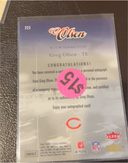 2007 Fleer Ultra #223 Greg Olsen — front