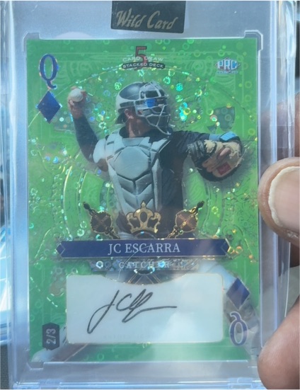 2024 Wild Card 5 Card Draw Stacked Deck #Q JC Escarra Rookie Green Queen Auto 2/3 — front
