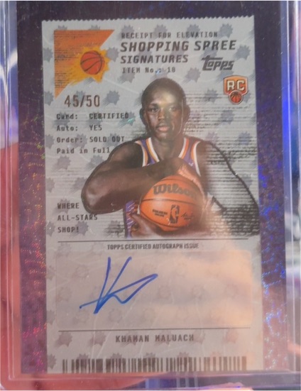 2025 Topps Khaman Maluach Shopping Spree RC Auto /50 Suns — front