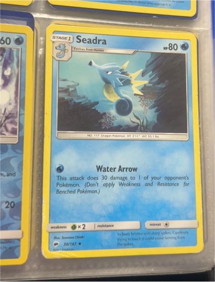 2017 Pokémon Burning Shadows #30 Seadra — front