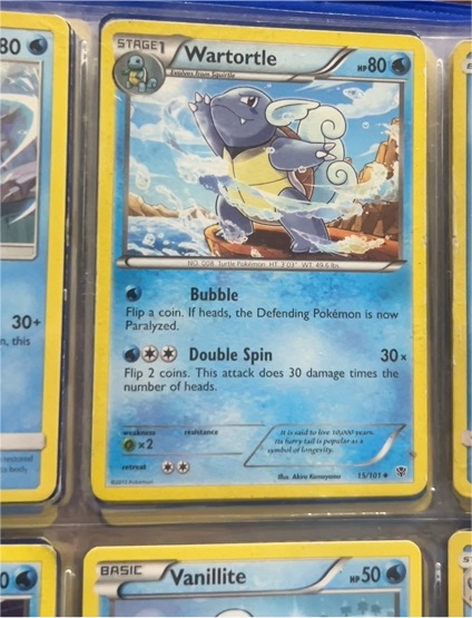 2013 Pokémon Black & White Plasma Blast #15 Wartortle — front