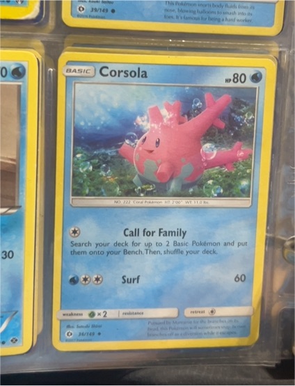 2017 Pokémon Sun & Moon #36 Corsola — front