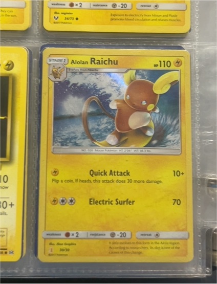 2017 Pokémon TCG Sun & Moon #30 Alolan Raichu — front