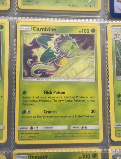 2017 Pokémon Shining Legends #6 Carnivine — front