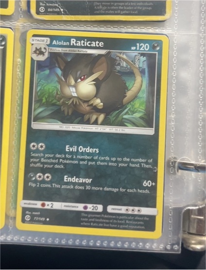 2017 Pokémon Sun & Moon #77 Alolan Raticate — front