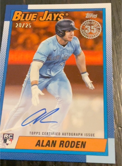2025 Topps 35th Anniversary #20/25 Alan Roden — front