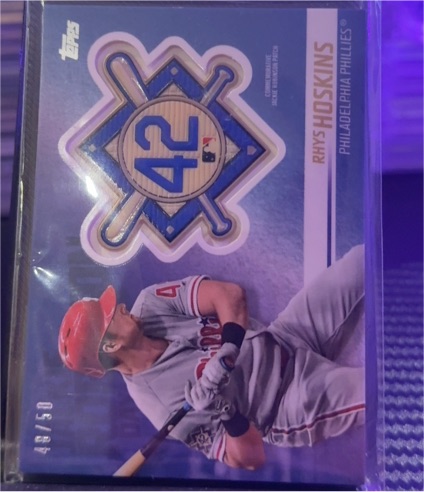 2018 Topps Update Jackie Robinson Day Manufactured Patch #JRP-RH Rhys Hoskins — front