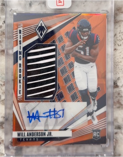 2023 Panini Phoenix Rising Rookie Material Signature Will Anderson Jr. — front