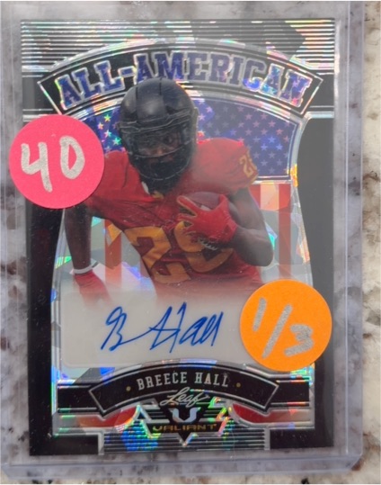 2022 Leaf Valiant All-American #AATB1 Breece Hall — front