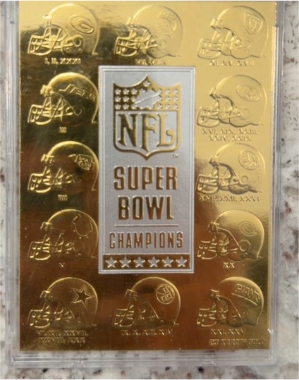 1997 Score Board 23kt Gold Super Bowl Champions — front