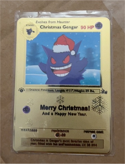 Christmas Gengar Gold Metal Card — front