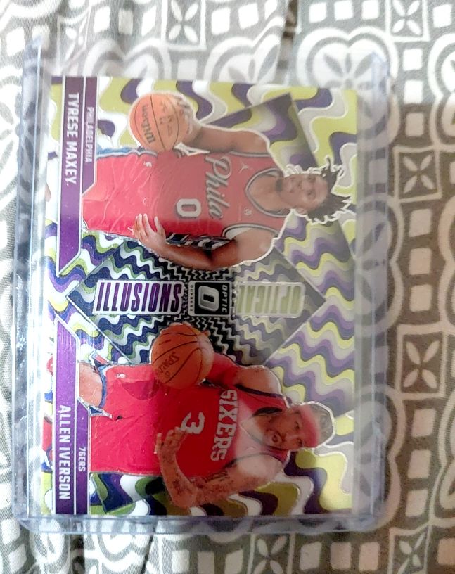 2024-25 Donruss Optic #3 Optical Illusions Tyrese Maxey Allen Iverson — front