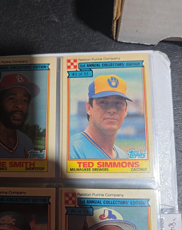1984 Topps Ralston Purina #3 Ted Simmons — front