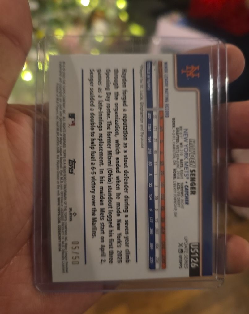 2025 Topps Update #US126 Hayden Senger — front