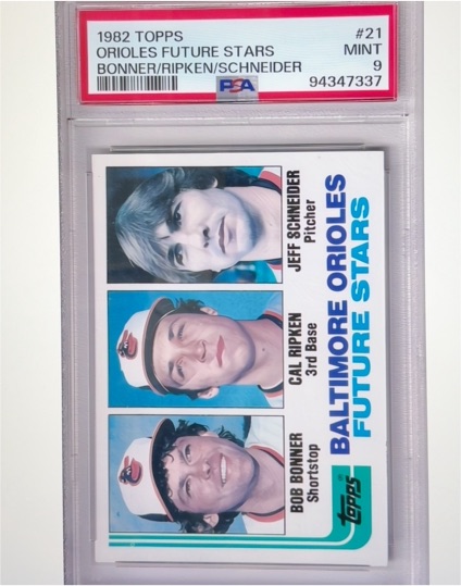 1982 Topps #21 Orioles Future Stars Cal Ripken Jr./Bob Bonner/Jeff Schneider — front