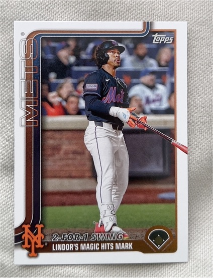 2025 Topps Update #US290 Francisco Lindor 2-For-1 Swing — front