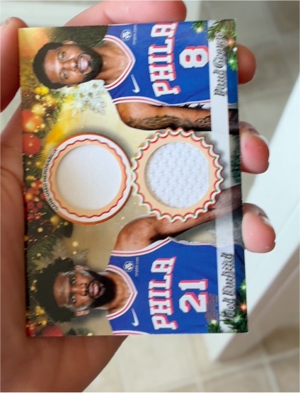 2023-24 Panini NBA Hoops Holiday Dual Player Relic #DPR-JEJH Joel Embiid / James Harden — front