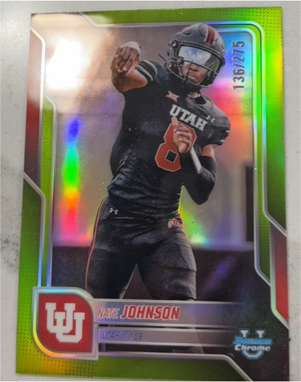 2025 Bowman Chrome University #57 Nate Johnson — front