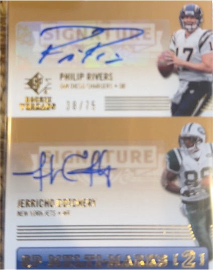 2007 Upper Deck SP Rookie Threads Multi-Marks 2 #38/75 Philip Rivers / Jerricho Cotchery Dual Auto — front