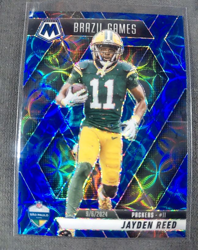 2025 Panini Mosaic #264 Jayden Reed Brazil Games Green Mosaic Prizm — front