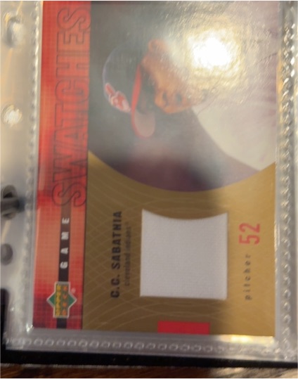 2003 Upper Deck Game Swatches #RJ-CS C.C. Sabathia — front