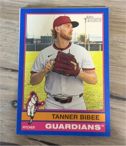 2025 Topps Heritage High Number #549 Tanner Bibee Cleveland Guardians Blue Border — front