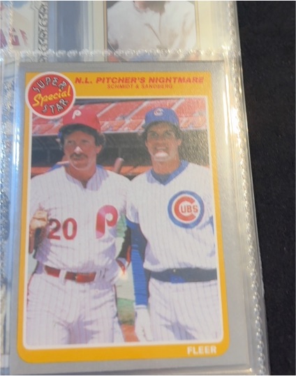 1985 Fleer #630 N.L. Pitcher's Nightmare Mike Schmidt / Ryne Sandberg — front