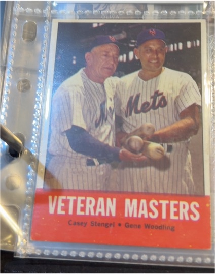 1963 Topps #43 Veteran Masters Casey Stengel / Gene Woodling — front