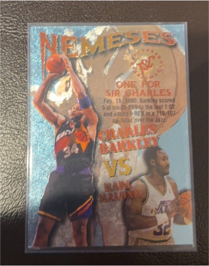 1995 Topps Stadium Club Nemeses #N5 Charles Barkley vs Karl Malone — front