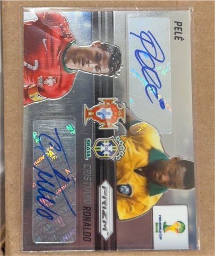 2014 Panini Prizm Dual Auto Pelé / Cristiano Ronaldo — front