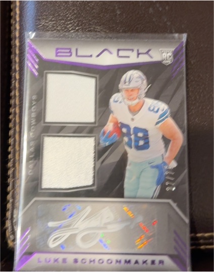 2023 Panini Black Rookie Signature Materials #RSM-32 Luke Schoonmaker — front