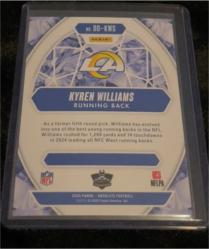 2025 Panini Absolute Football Draft Diamonds #DD-KWS Kyren Williams — front