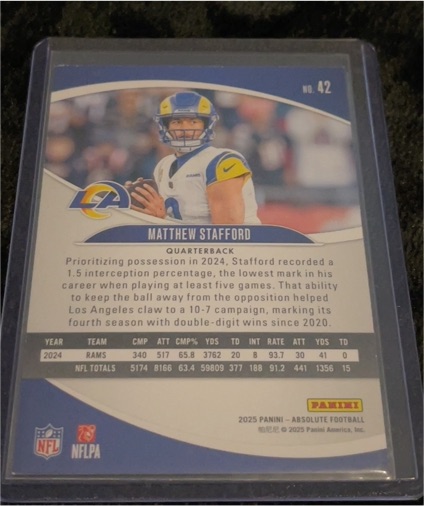 2025 Panini Absolute Football #42 Matthew Stafford — front
