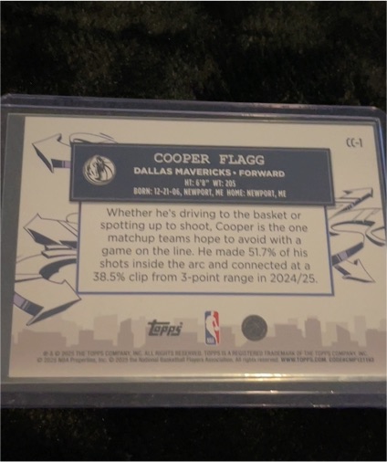 2025 Topps #CC-1 Cooper Flagg — front