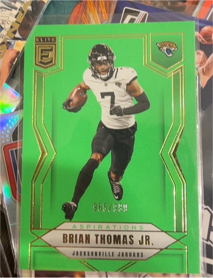 2025 Panini Donruss Elite #27 Brian Thomas Jr. Aspirations Lime Green /999 — front