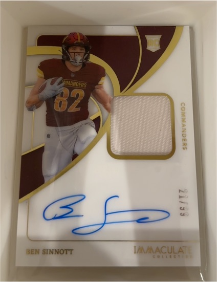 2024 Panini Immaculate Collection Ben Sinnott Rookie Patch Auto — front