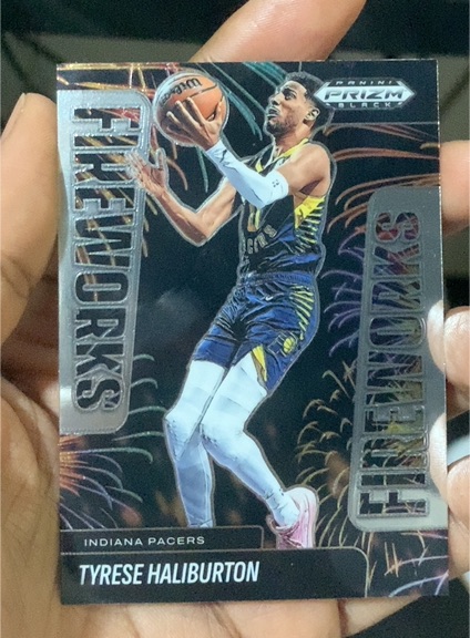 2024-25 Panini Prizm Black #16 Tyrese Haliburton Fireworks — front