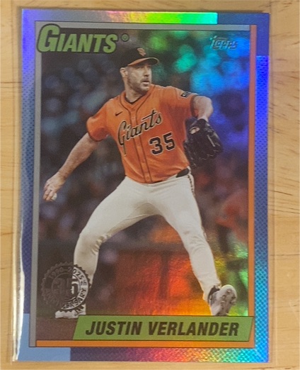 2025 Topps Update #U90-10 Justin Verlander 1990 Topps Baseball 35th Anniversary — front