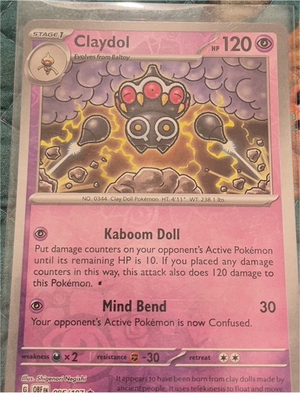 2023 Pokemon Scarlet & Violet SV03: Obsidian Flames #095 Claydol — front
