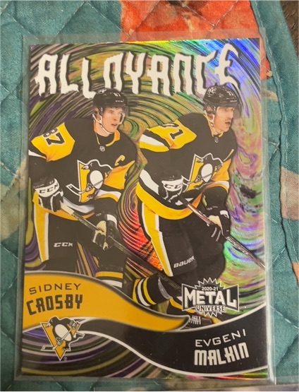 2020-21 Skybox Metal Universe Alloyance #AL-1 Sidney Crosby/Evgeni Malkin — front