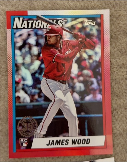 2025 Topps Update #U90-28 James Wood 1990 Topps Baseball 35th Anniversary — front