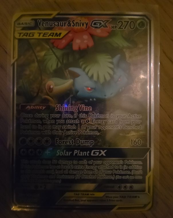 2019 Pokémon SM Black Star Promo #SM229 Venusaur & Snivy GX — front