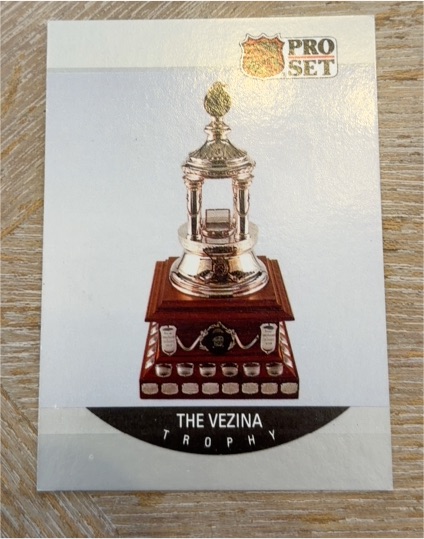 1990 Pro Set #391 The Vezina Trophy Patrick Roy — front