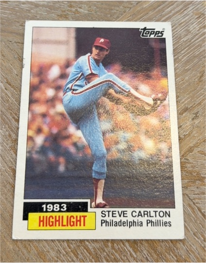 1984 Topps #1 Steve Carlton 1983 Highlight — front