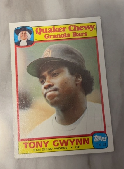 1986 Topps Quaker Chewy Granola Bars #7 Tony Gwynn — front