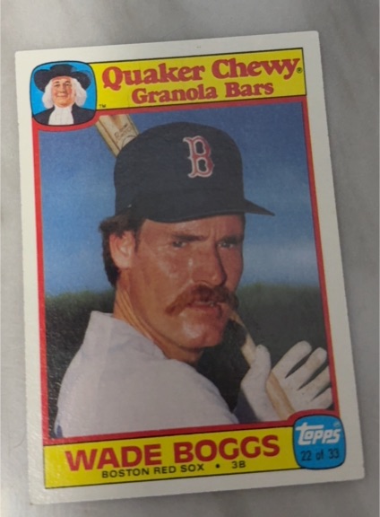 1986 Topps Quaker Chewy Granola Bars #22 Wade Boggs — front