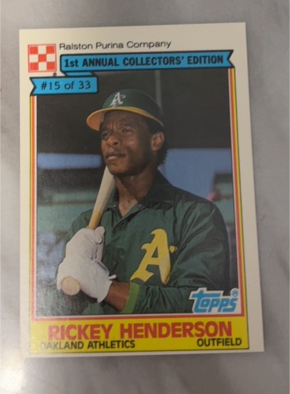 1984 Topps Ralston Purina #15 Rickey Henderson — front